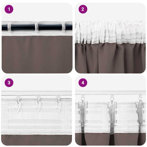 Verdunkelungs-Vorhänge mit Ringen 2 Stk. Dunkelbraun Polyester