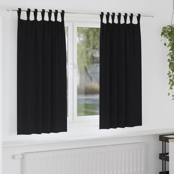 ARDEBO.de - Verdunkelungsvorhänge 2 pcs Schwarz 175 x 140 cm Polyester