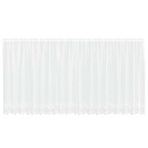 Spitzenvorhang mit Vorhängen Floral Weiß 500 x 140 cm Polyester