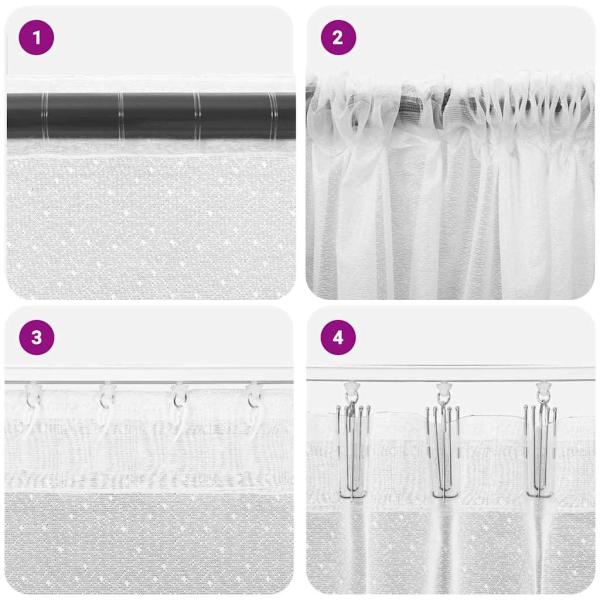 Spitzenvorhang mit Vorhängen Floral Weiß 600 x 220 cm Polyester