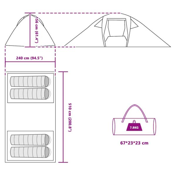 Zelt mit Dach Sonstiges Grau und Orange und Schwarz 510 x 240 x 156 cm
