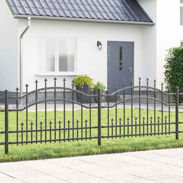ARDEBO.de - Gartenzaun Grau 115 cm Pulverbeschichteter Stahl