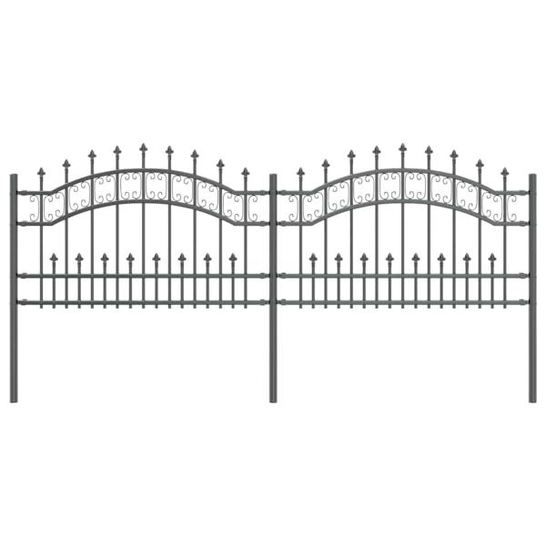 Gartenzaun Grau 115 cm Pulverbeschichteter Stahl