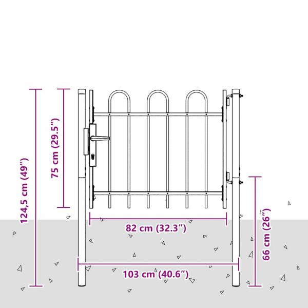 Zauntor Grau 100 x 75 cm Pulverbeschichteter Stahl