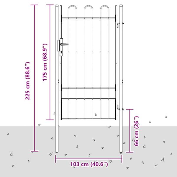 ARDEBO.de - Zauntor Grau 100 x 175 cm Pulverbeschichteter Stahl