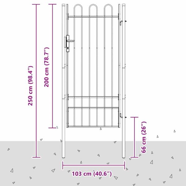 Zauntor Grau 100 x 200 cm Pulverbeschichteter Stahl