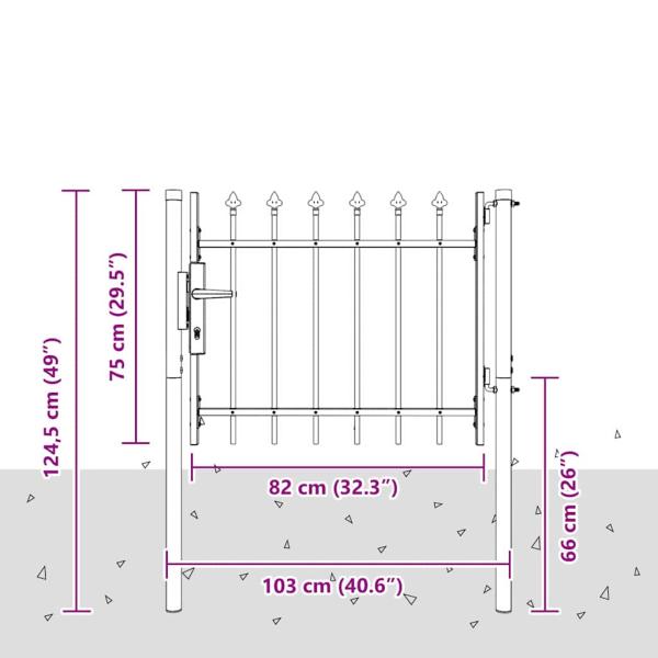 Zauntor Grau 100 x 75 cm Pulverbeschichteter Stahl