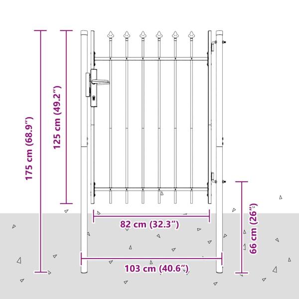 Zauntor Grau 100 x 120 cm Pulverbeschichteter Stahl