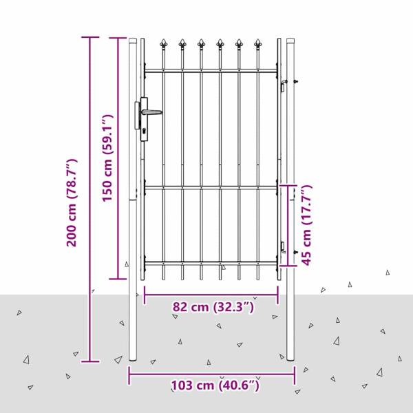Zauntor Grau 100 x 150 cm Pulverbeschichteter Stahl