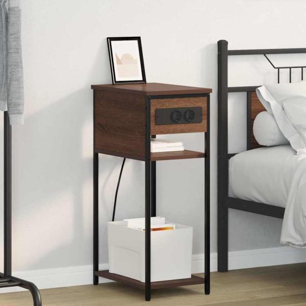 ARDEBO.de - Nachttisch Braune Eiche 41 x 28 x 76 cm Holzwerkstoff