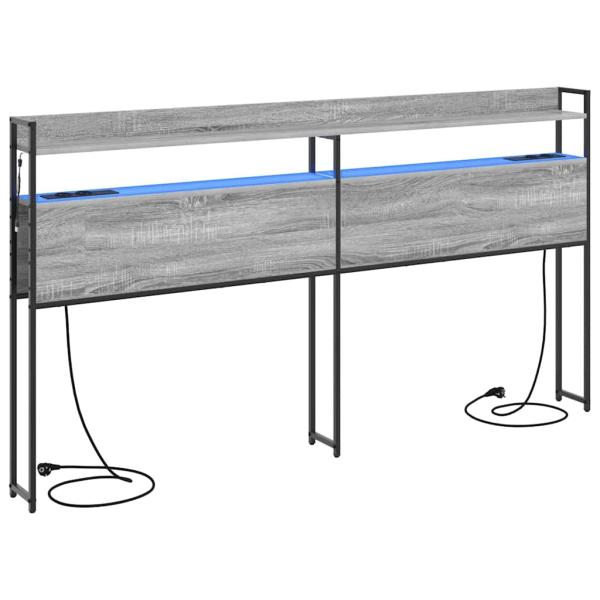 Stauraum-Kopfteil Grau Sonoma 180 cm Holzwerkstoff