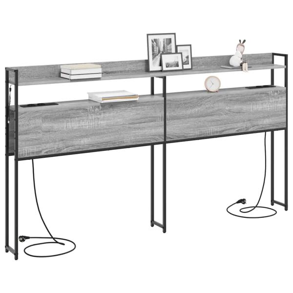 Stauraum-Kopfteil Grau Sonoma 180 cm Holzwerkstoff