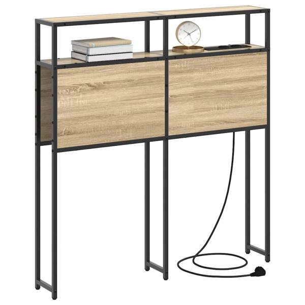 Stauraum-Kopfteil Wandmontiert mit Kopfteil mit Speicher Sonoma Eiche 75 cm Holzwerkstoff