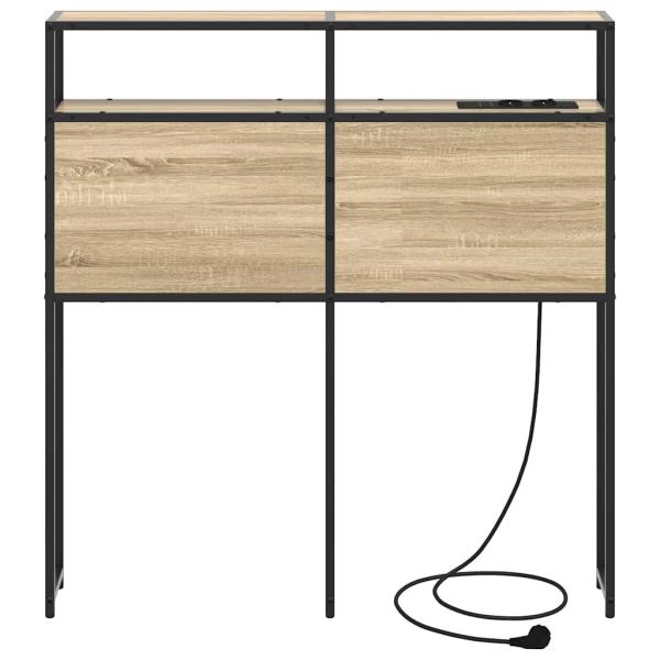 Stauraum-Kopfteil Wandmontiert mit Kopfteil mit Speicher Sonoma Eiche 75 cm Holzwerkstoff