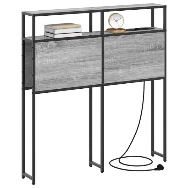 Stauraum-Kopfteil Wandmontiert mit Kopfteil mit Speicher Grau Sonoma 75 cm Holzwerkstoff