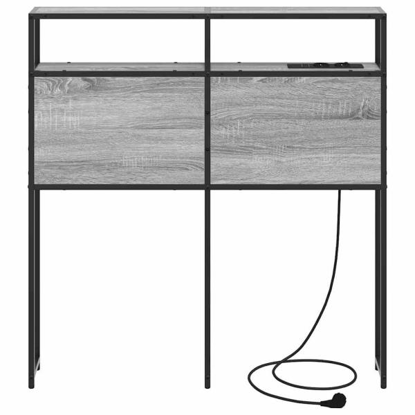 Stauraum-Kopfteil Wandmontiert mit Kopfteil mit Speicher Grau Sonoma 75 cm Holzwerkstoff