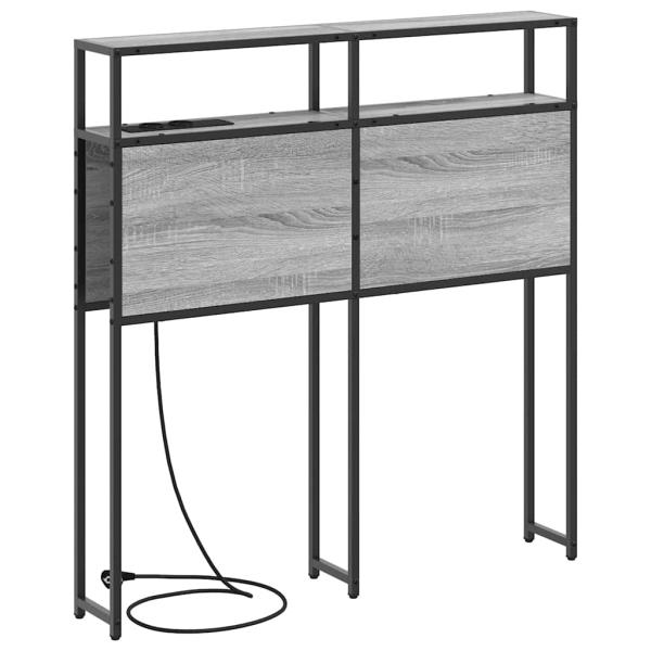 Stauraum-Kopfteil Wandmontiert mit Kopfteil mit Speicher Grau Sonoma 75 cm Holzwerkstoff