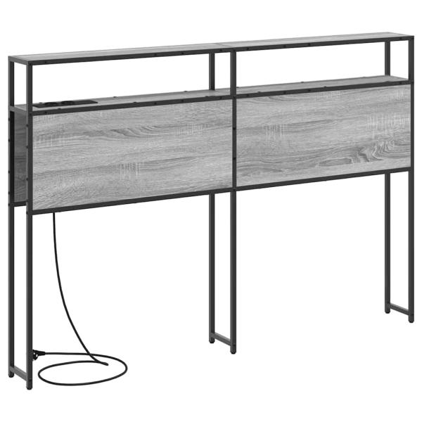 Stauraum-Kopfteil Wandmontiert mit Kopfteil mit Speicher Grau Sonoma 120 cm Holzwerkstoff