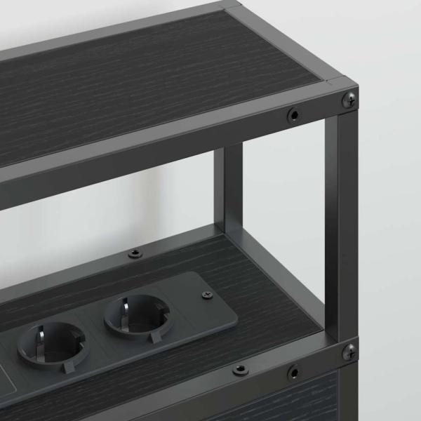 Stauraum-Kopfteil Schwarz Eichen-Optik Holzwerkstoff