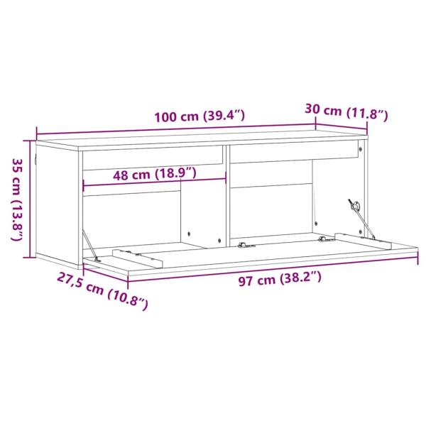 Wandschrank Wachsbraun 100 x 30 x 35 cm Massives Kiefernholz
