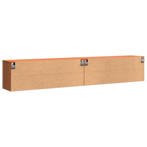 Wandschränke Wandmontiert mit Speicher mit Tür 2 pcs Wachsbraun 100 x 30 x 35 cm