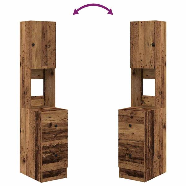 Küchenschrank mit Schubladen mit Regal mit Speicher mit Tür Altholz Holzwerkstoff