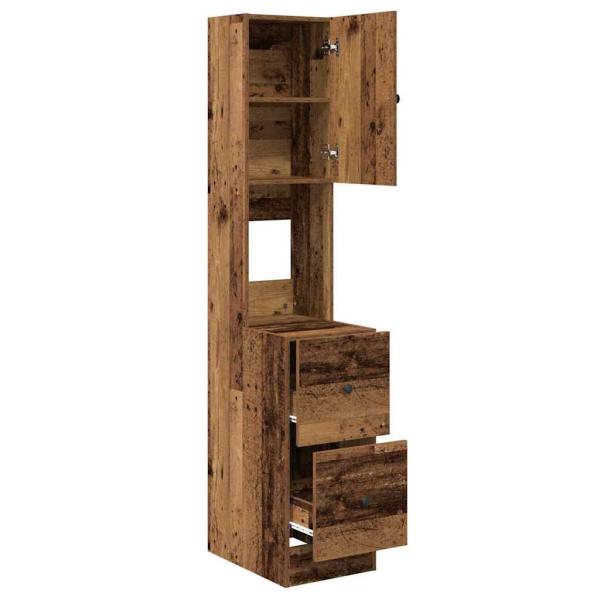 Küchenschrank mit Schubladen mit Regal mit Speicher mit Tür Altholz Holzwerkstoff
