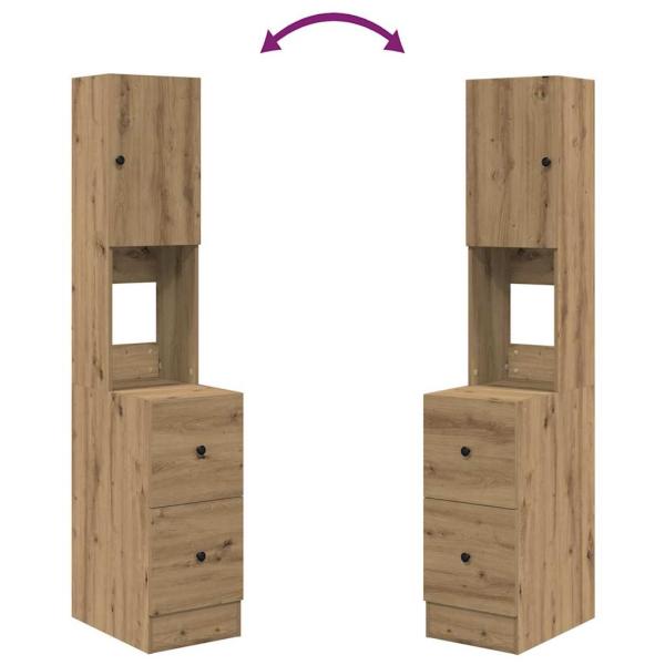 Küchenschrank mit Schubladen mit Regal mit Speicher mit Tür Eiche handwerklich Holzwerkstoff