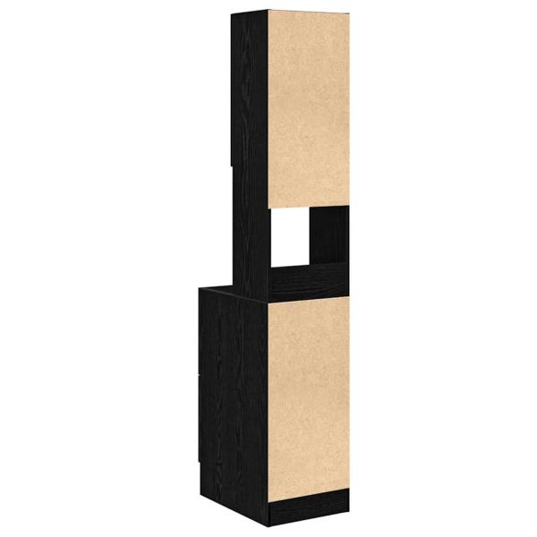 Küchenschrank mit Schubladen mit Regal mit Speicher mit Tür Schwarze Eiche Holzwerkstoff