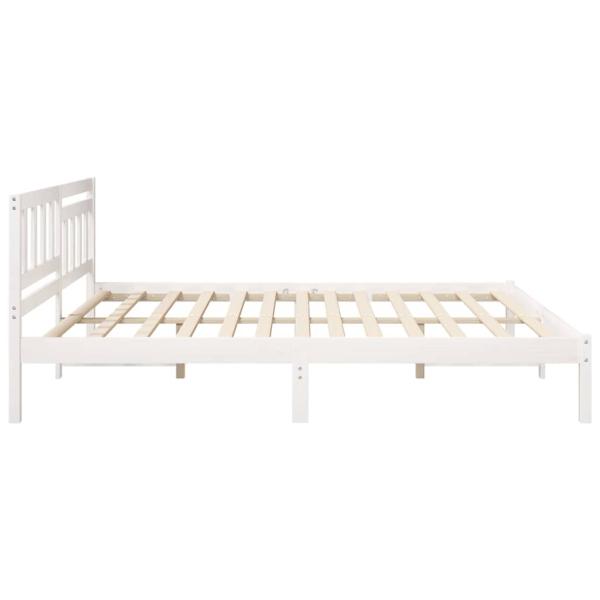 Bettgestell mit Kopfteil Weiß 200 x 200 cm Massivkiefer
