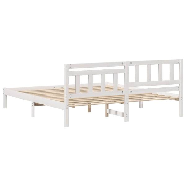 Bettgestell mit Kopfteil Weiß 200 x 200 cm Massivkiefer