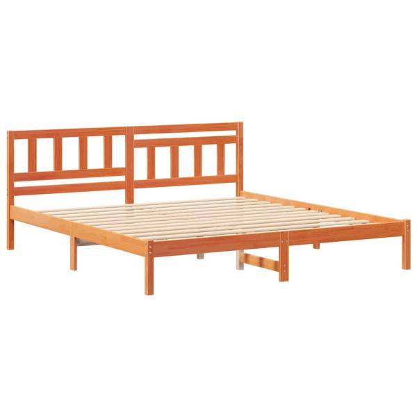 Bettgestell mit Kopfteil Wachsbraun 200 x 200 cm Massivkiefer