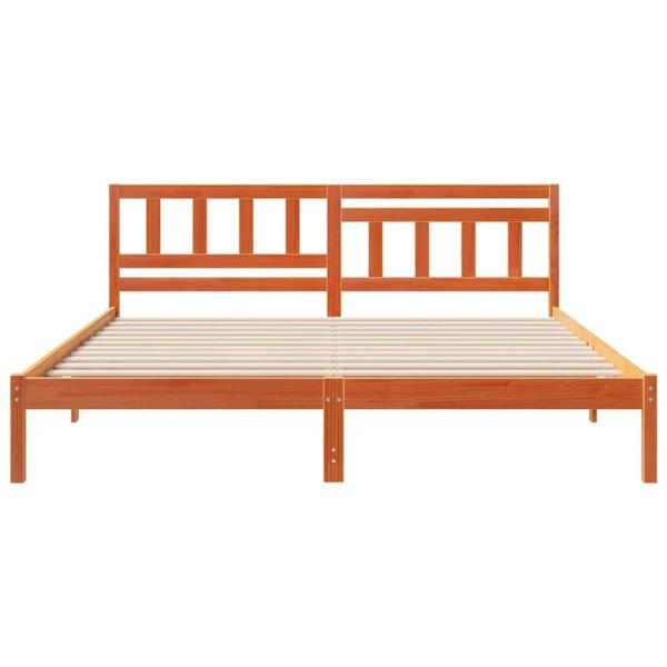 Bettgestell mit Kopfteil Wachsbraun 200 x 200 cm Massivkiefer