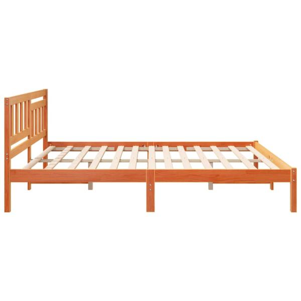 Bettgestell mit Kopfteil Wachsbraun 200 x 200 cm Massivkiefer