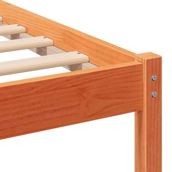 Bettgestell mit Kopfteil Wachsbraun 200 x 200 cm Massivkiefer