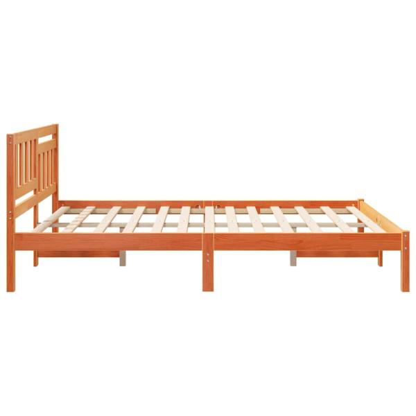 Bettgestell mit Kopfteil Wachsbraun 150 x 200 cm Massivkiefer