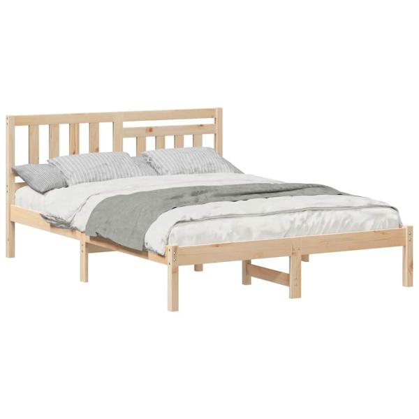 Bettgestell mit Kopfteil Braun 140 x 190 cm Massivkiefer