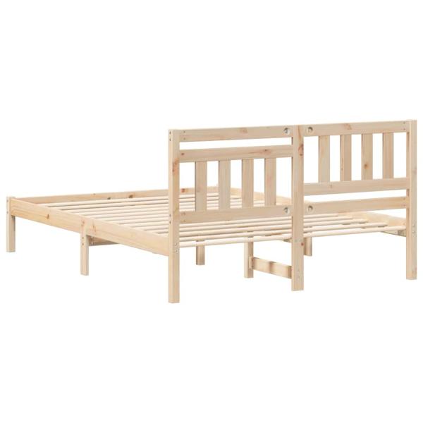 Bettgestell mit Kopfteil Braun 140 x 190 cm Massivkiefer