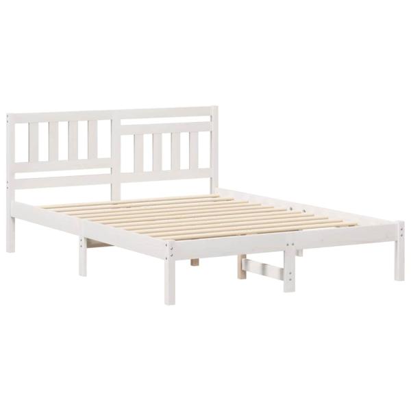 Bettgestell mit Kopfteil Weiß 140 x 190 cm Massivkiefer