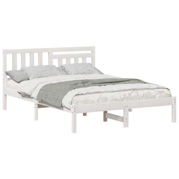 Bettgestell mit Kopfteil Weiß 140 x 190 cm Massivkiefer