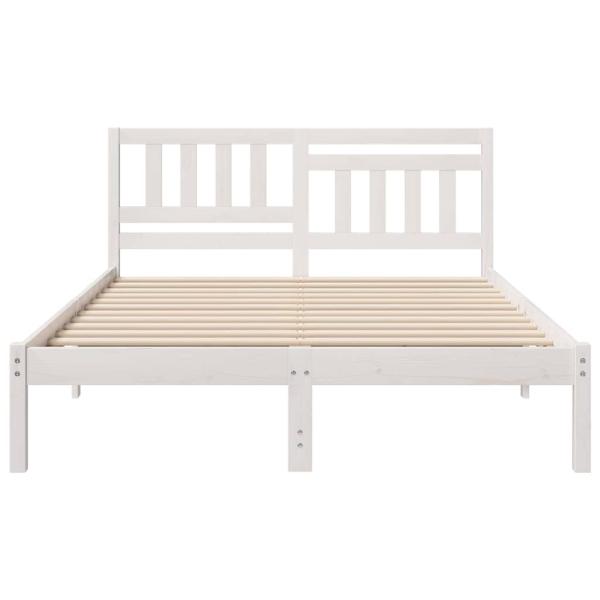 Bettgestell mit Kopfteil Weiß 140 x 190 cm Massivkiefer