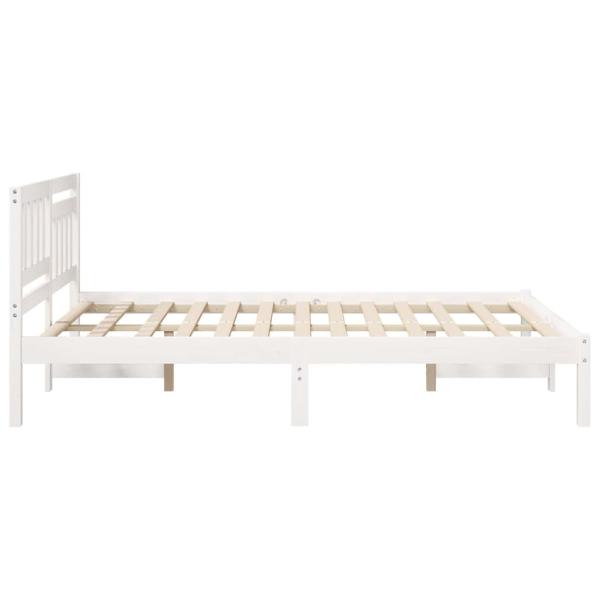 Bettgestell mit Kopfteil Weiß 140 x 190 cm Massivkiefer
