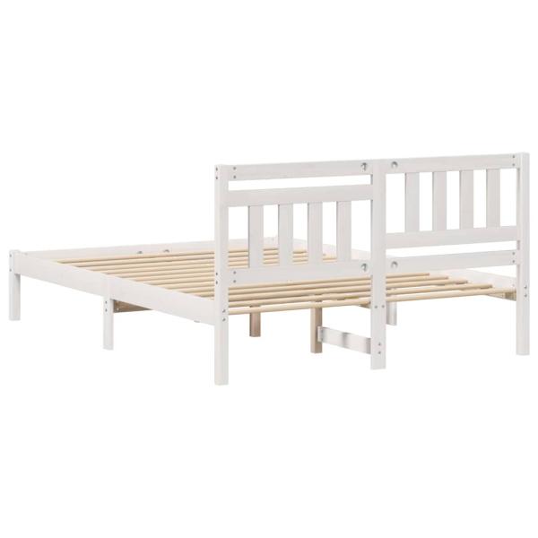 Bettgestell mit Kopfteil Weiß 140 x 190 cm Massivkiefer