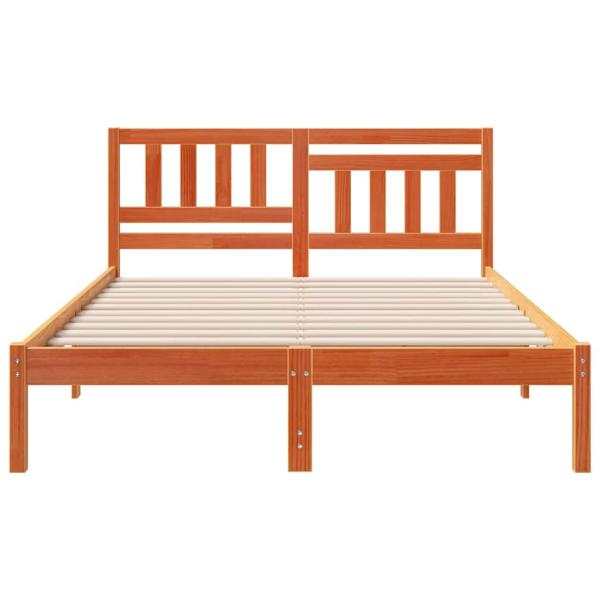 Bettgestell mit Kopfteil Wachsbraun 140 x 190 cm Massivkiefer