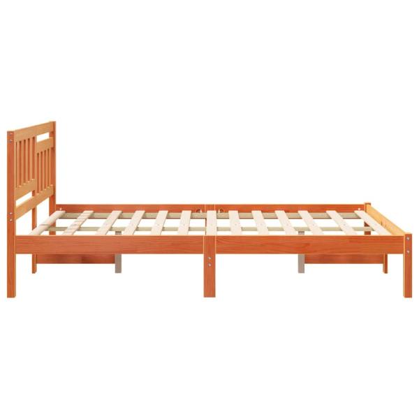 Bettgestell mit Kopfteil Wachsbraun 140 x 190 cm Massivkiefer
