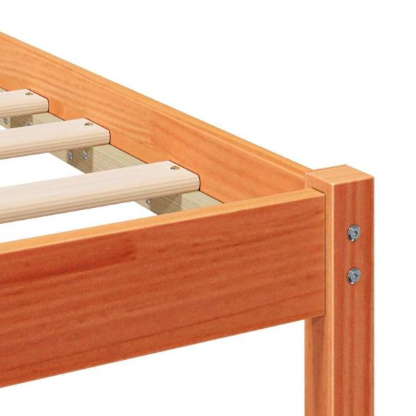 Bettgestell mit Kopfteil Wachsbraun 140 x 190 cm Massivkiefer