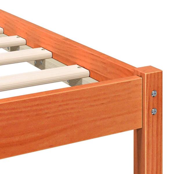 Bettgestell mit Kopfteil Wachsbraun 135 x 190 cm Massivkiefer
