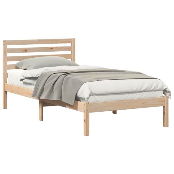 Bettgestell mit Kopfteil Braun 90 x 200 cm Massivkiefer
