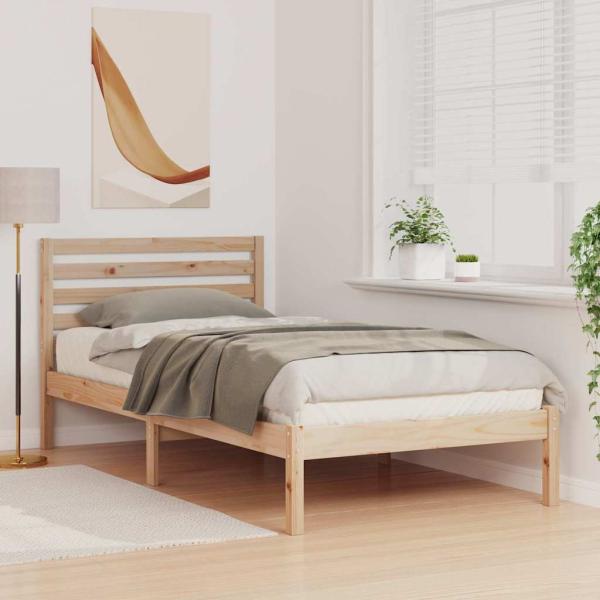 Bettgestell mit Kopfteil Braun 90 x 200 cm Massivkiefer
