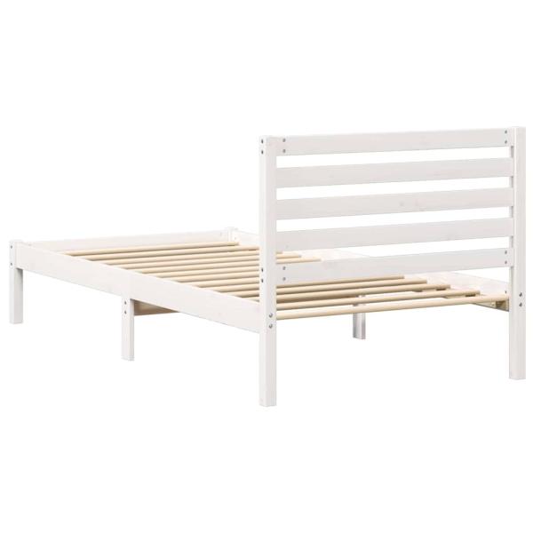 Bettgestell mit Kopfteil Weiß 90 x 200 cm Massivkiefer
